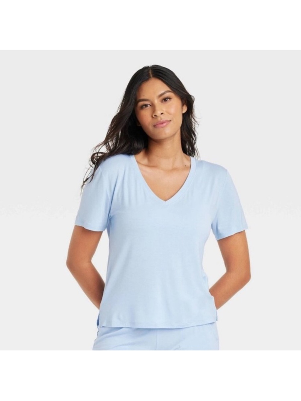 Women’s Soft Modal Short Sleeve Sleep Shirt stars above Blue